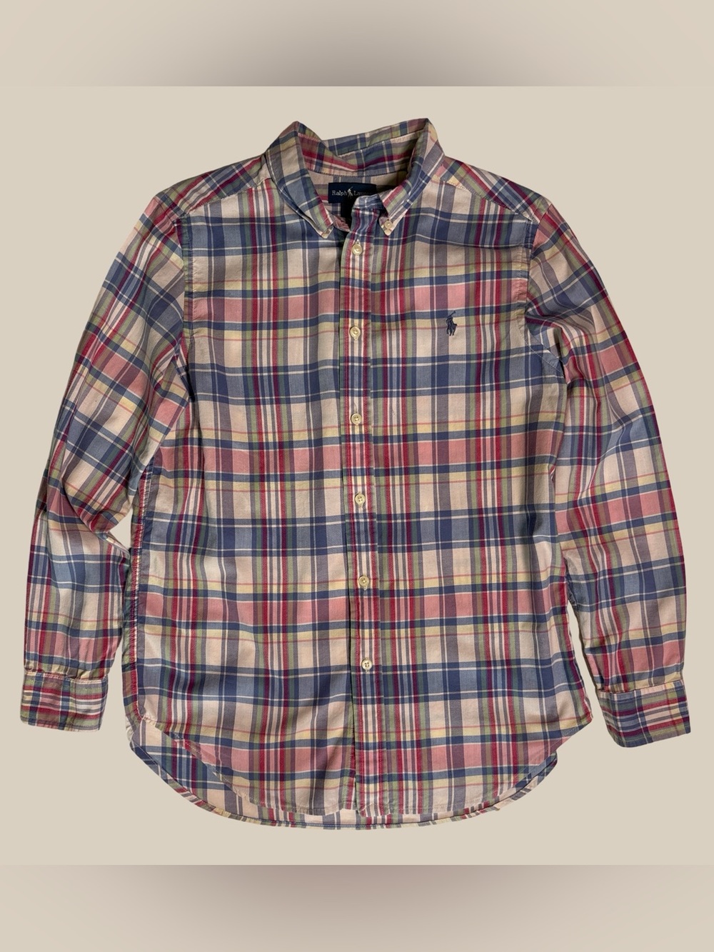 Ralph Lauren Boy’s Long Sleeve Plaid Cotton Button Down Shirt SZ L(14-16)